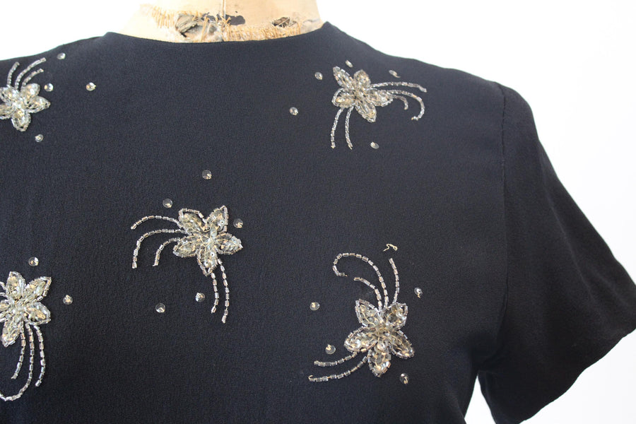 1940s SEQUIN BEADS apron dress medium | new fall winter