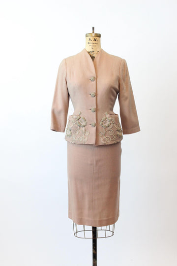 1940s BLUSH soutache suit jacket skirt xs | new fall winter