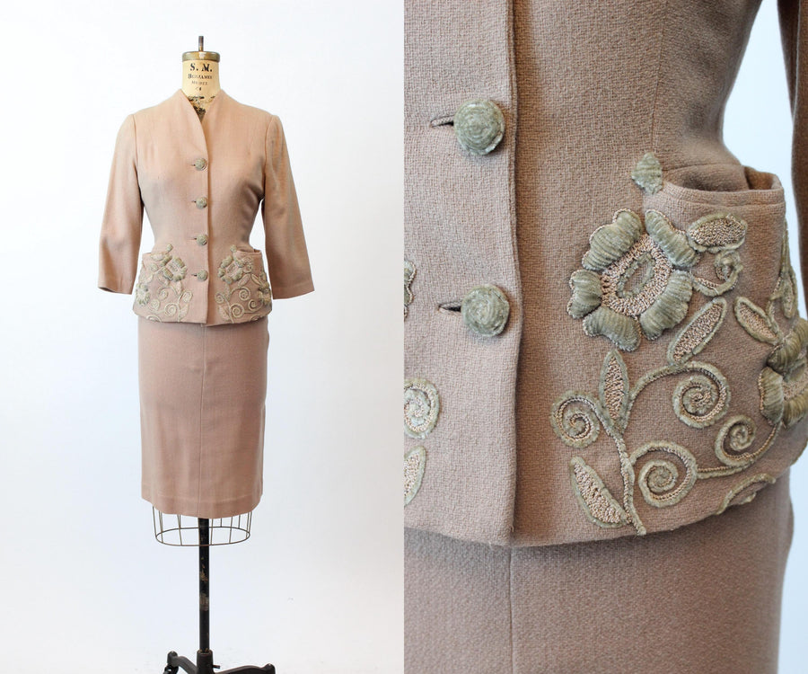 1940s BLUSH soutache suit jacket skirt xs | new fall winter