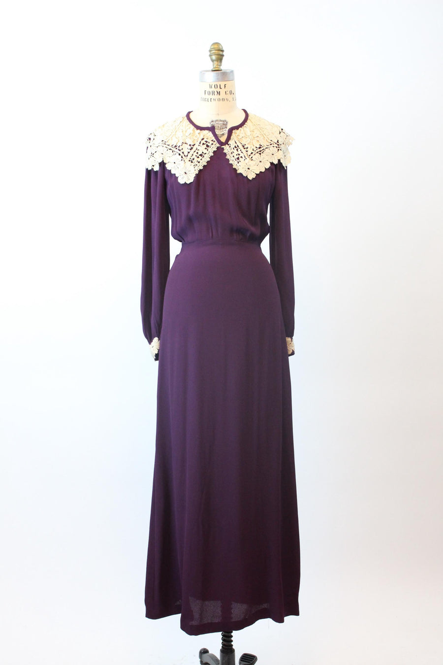 1930s PURPLE rayon crepe gown dress small | new fall winter