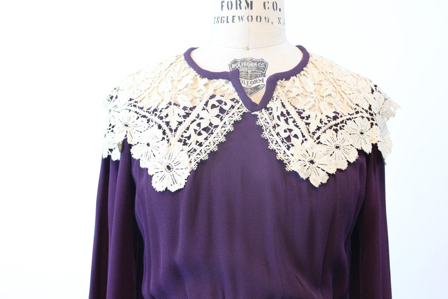 1930s PURPLE rayon crepe gown dress small | new fall winter