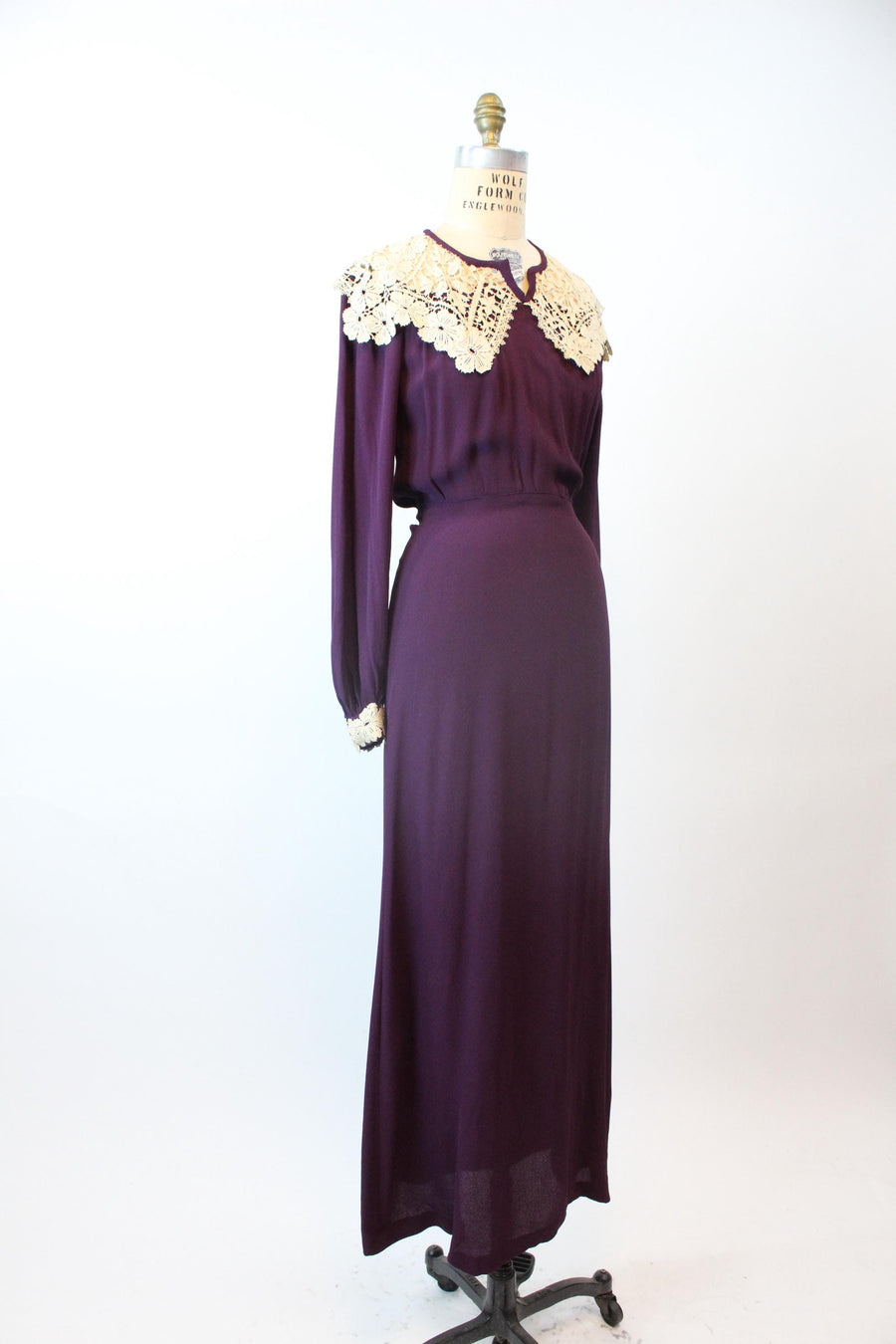 1930s PURPLE rayon crepe gown dress small | new fall winter