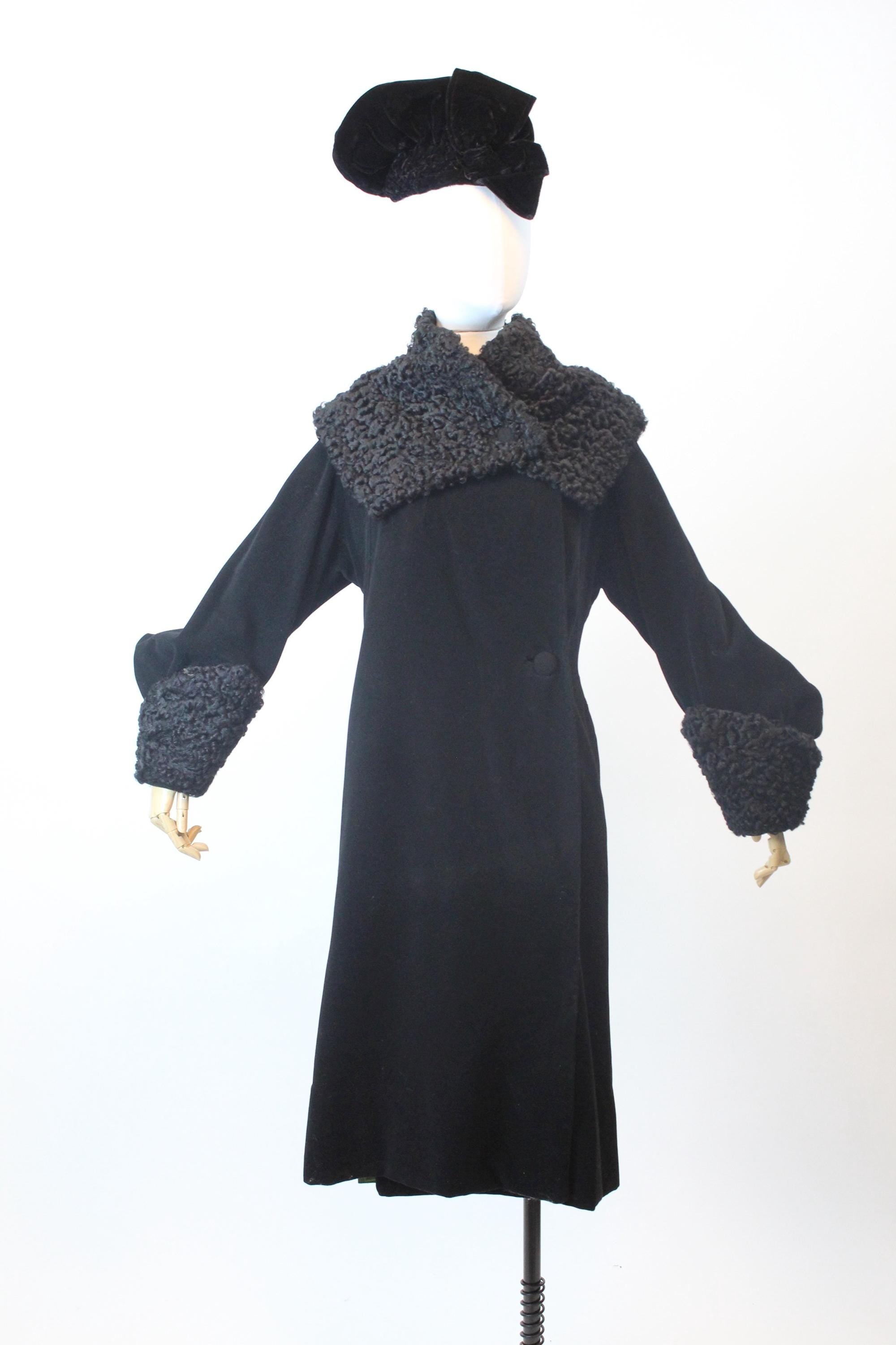 1930s FILENES persian lamb fur HUGE COLLAR coat medium | new fall