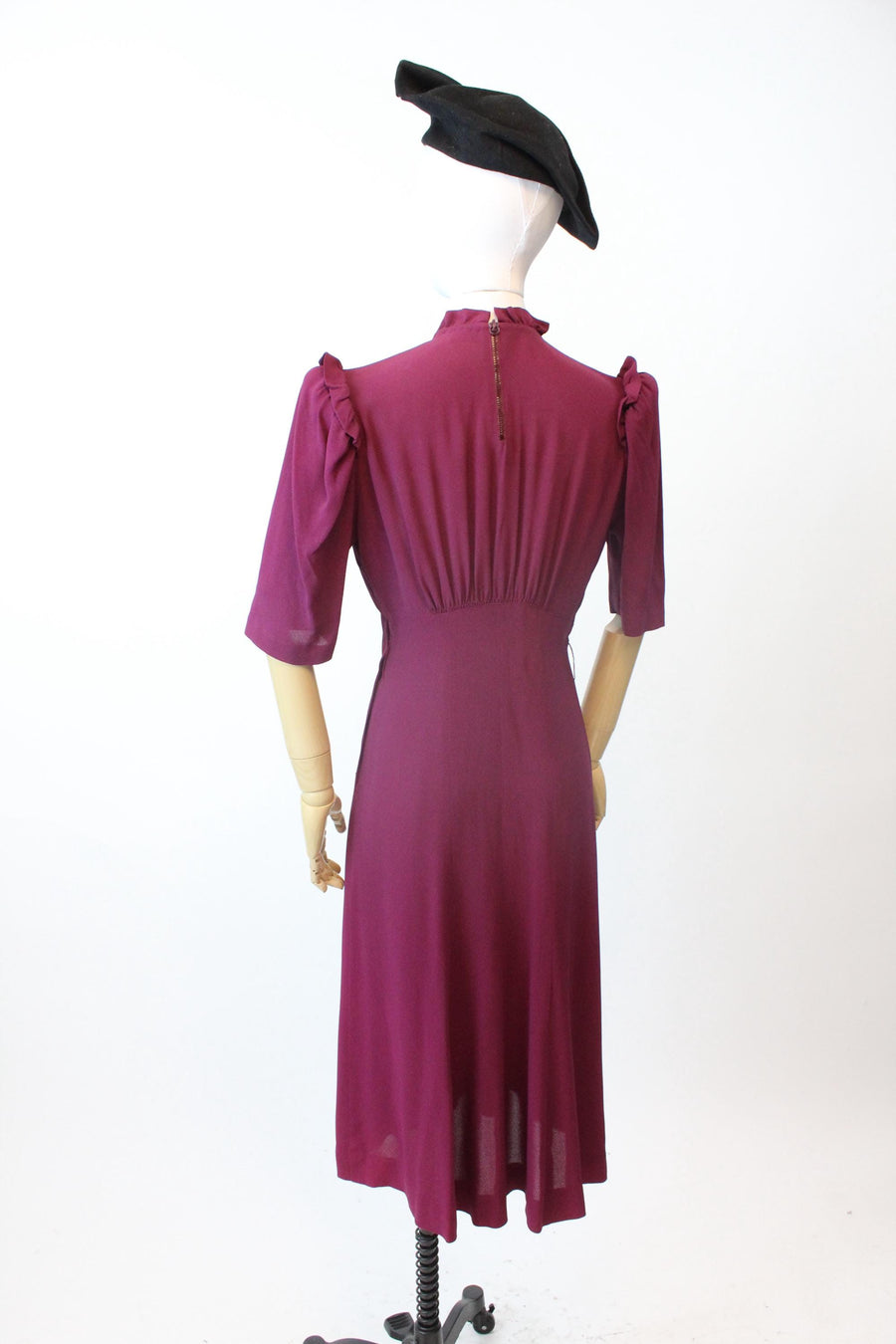 1930s BRUCEWOOD berry RUFFLE dress small medium | new fall winter