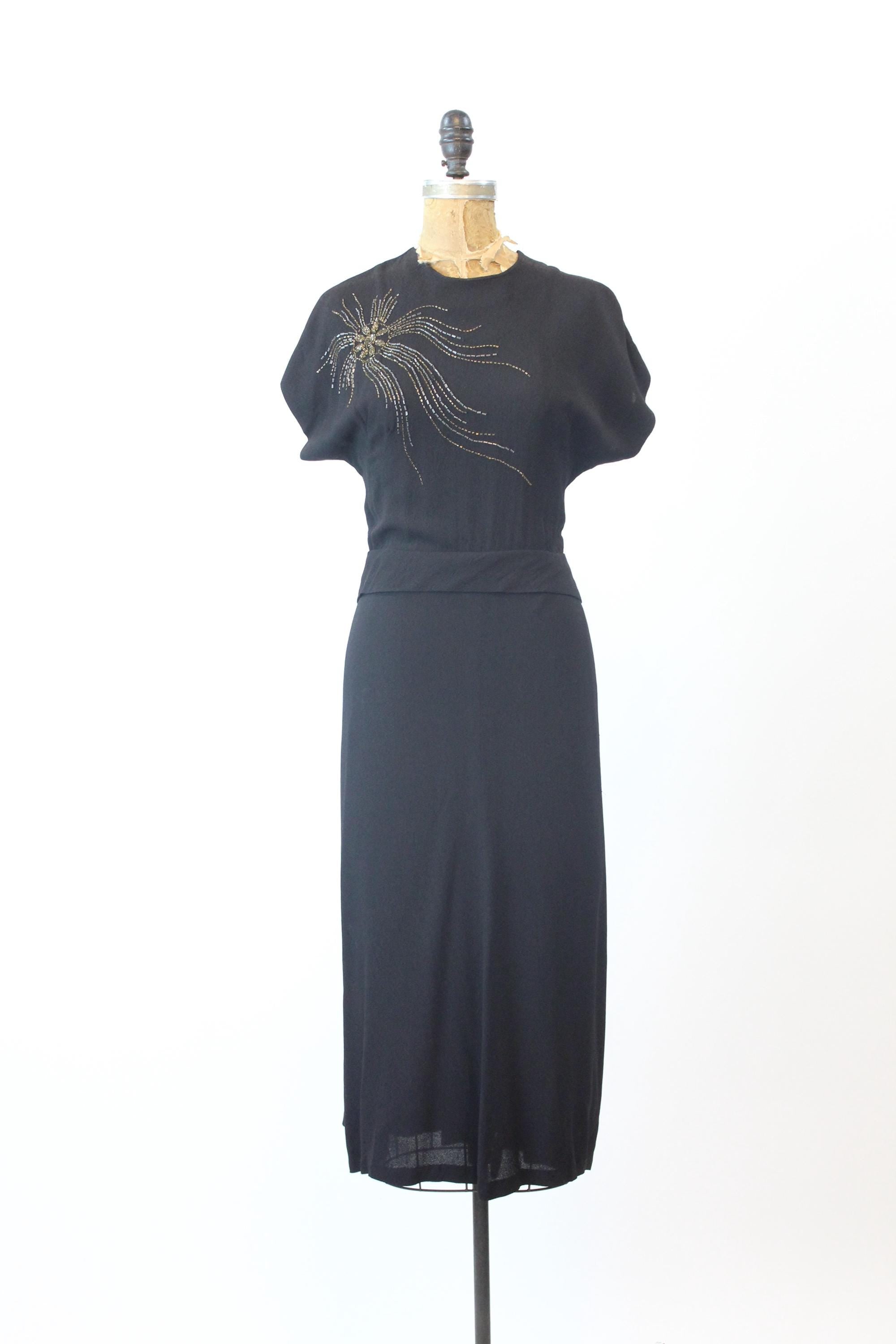 1940s JELLYFISH BEADED dress medium