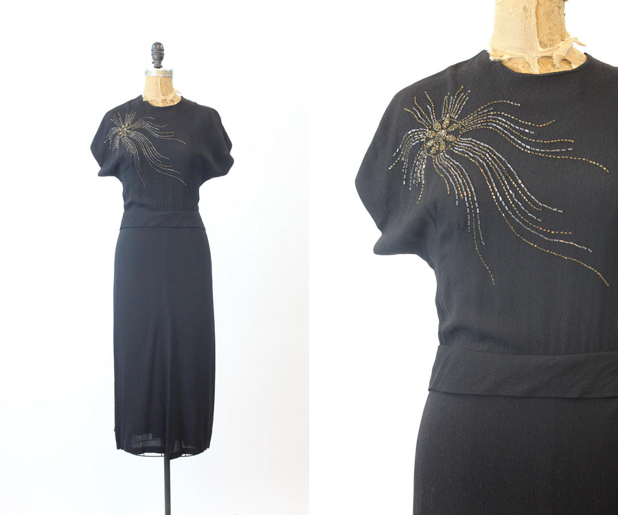 1940s JELLYFISH BEADED dress medium | new fall winter