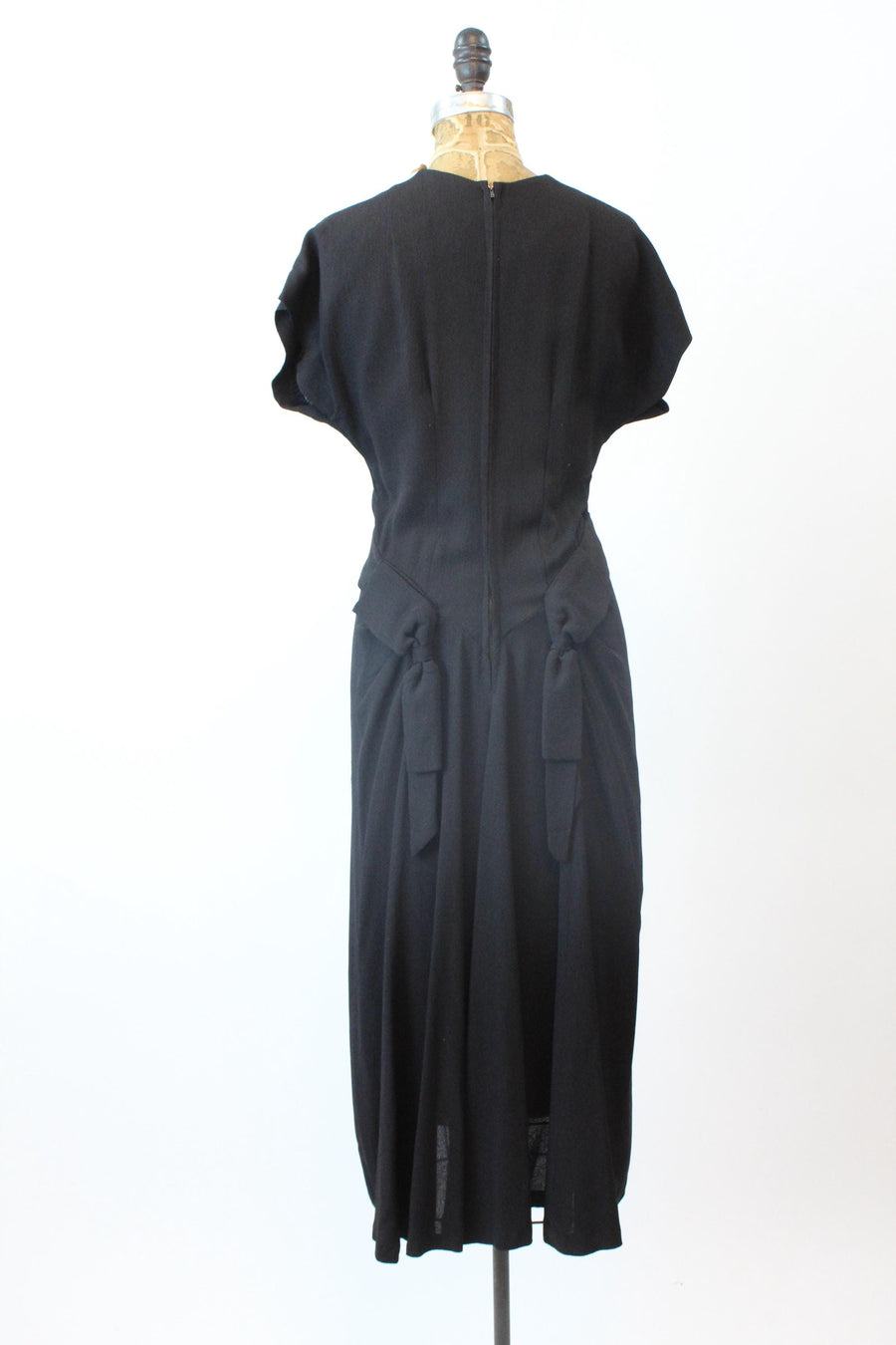 1940s beaded dress Vintage 1940s navy beaded dress, sequin short sleeve silk formal L XL plus size