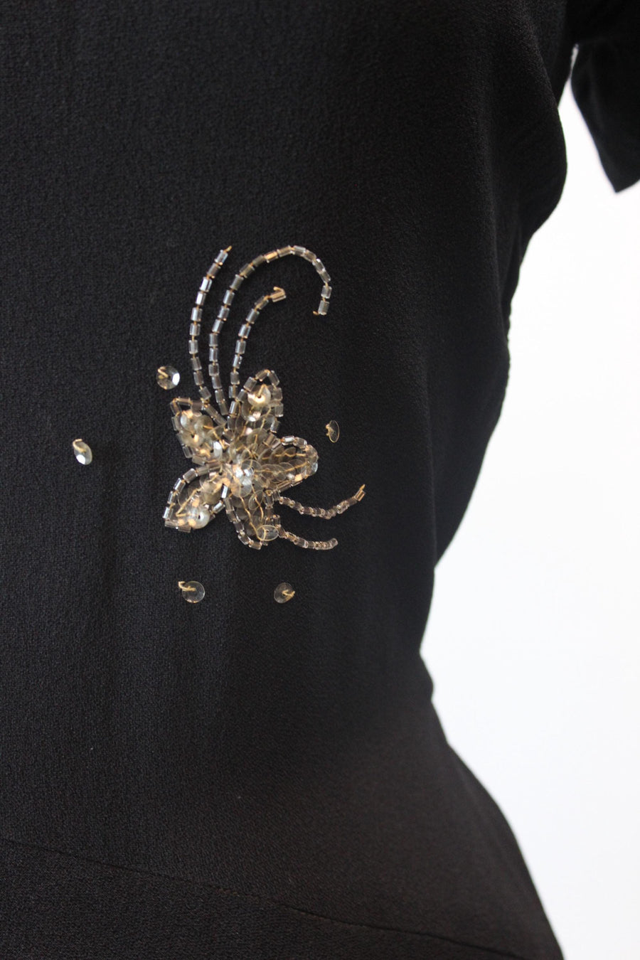 1940s SEQUIN BEADS apron dress medium | new fall winter