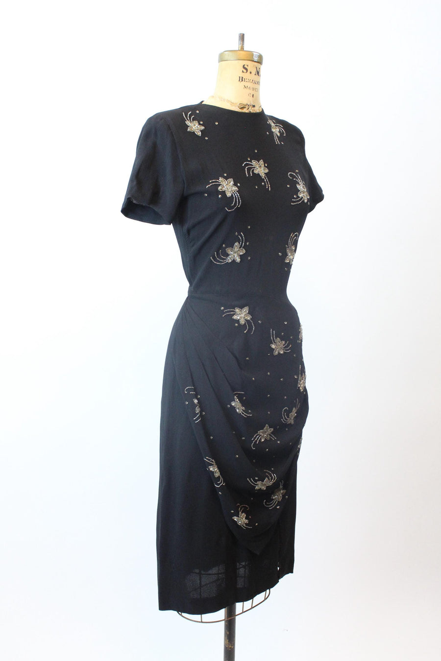 1940s SEQUIN BEADS apron dress medium | new fall winter