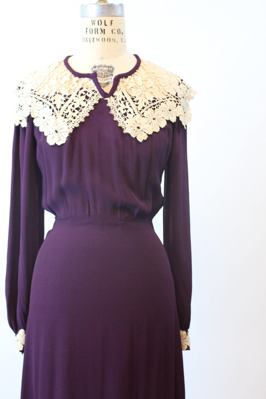 1930s PURPLE rayon crepe gown dress small | new fall winter