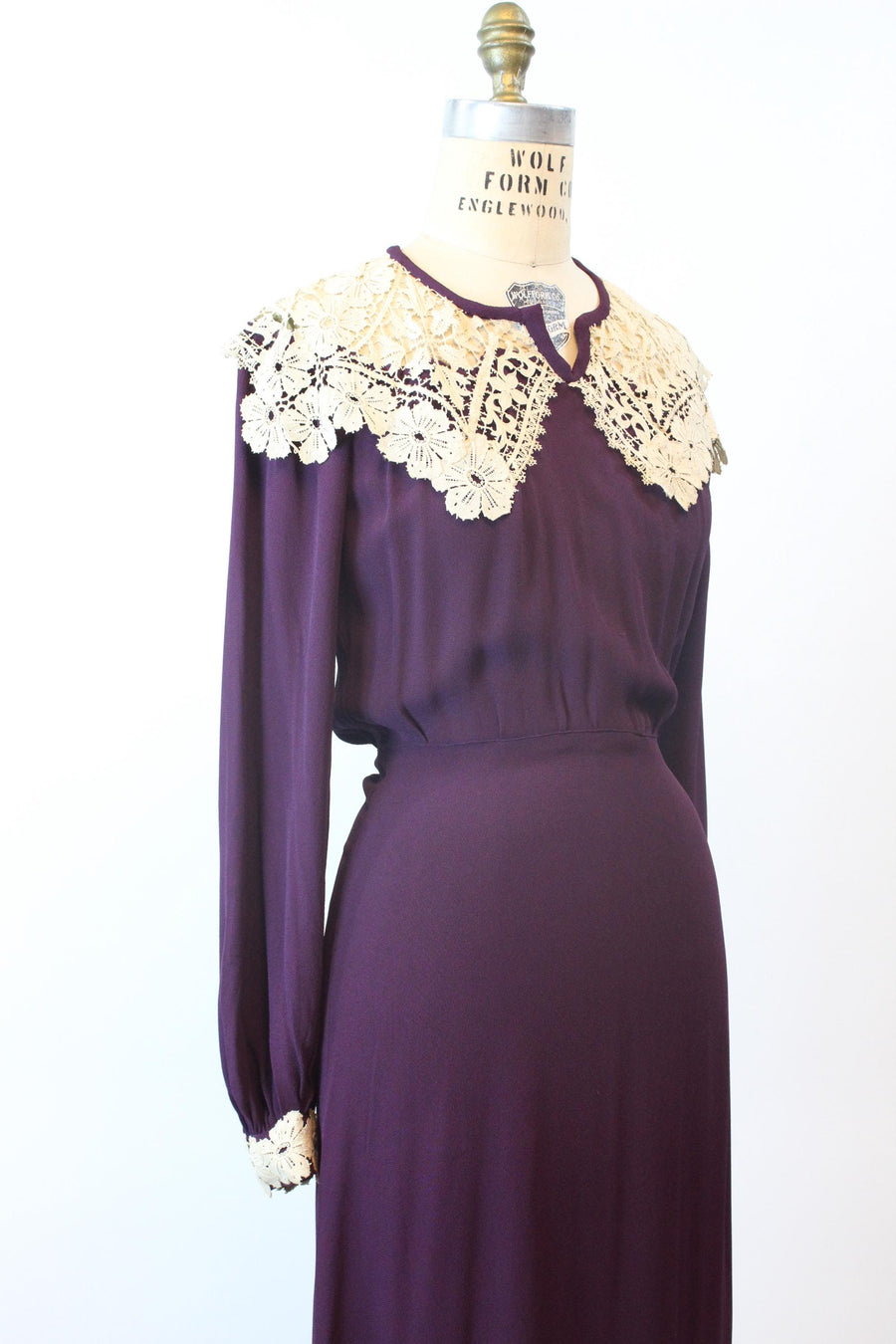 1930s PURPLE rayon crepe gown dress small | new fall winter