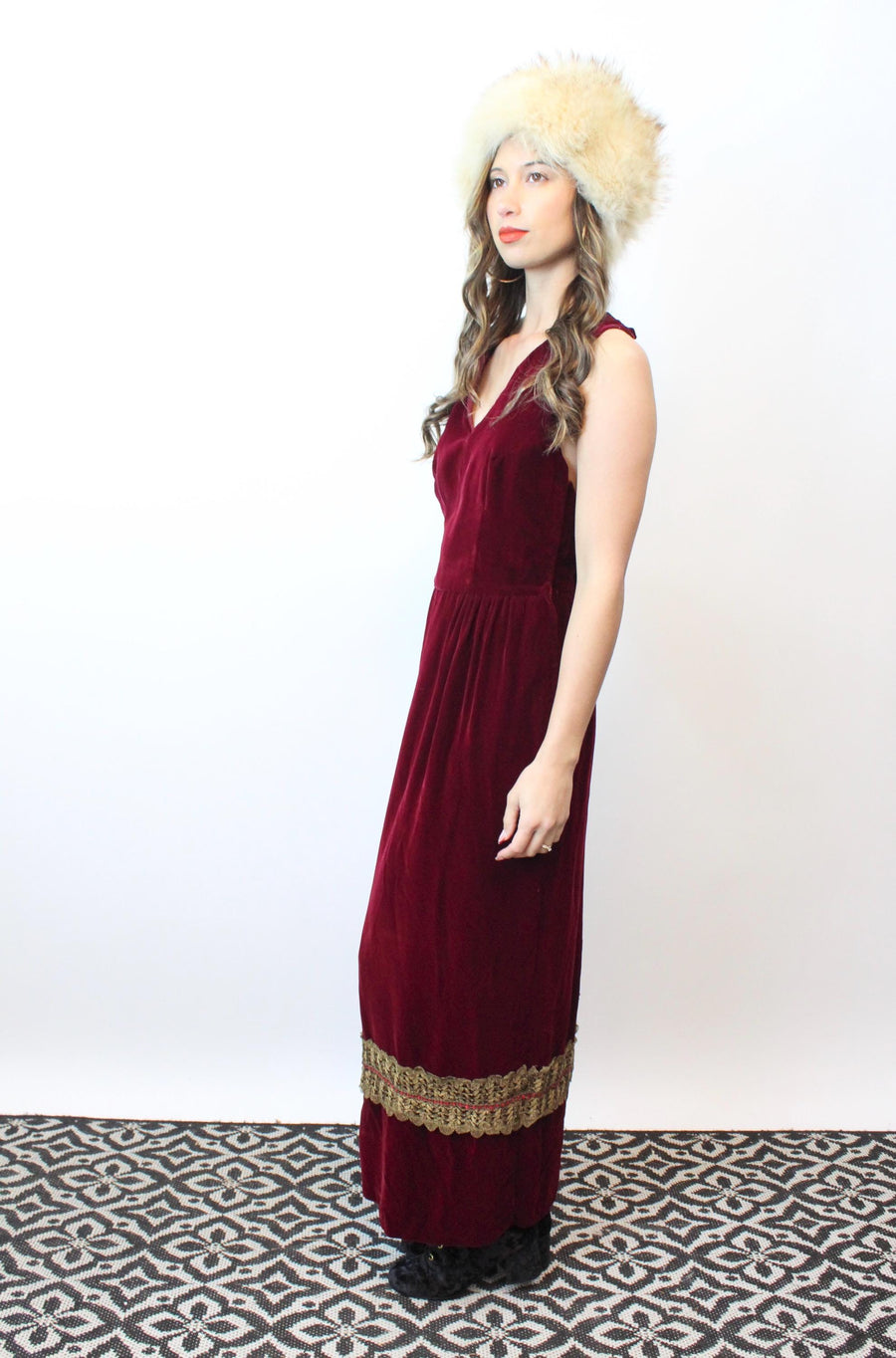 1960s WINE VELVET maxi dress OPEN back xs | new fall winter Napa Valley Vintage 1960s WINE VELVET maxi dress OPEN back xs | new fall winter Napa Valley Vintage