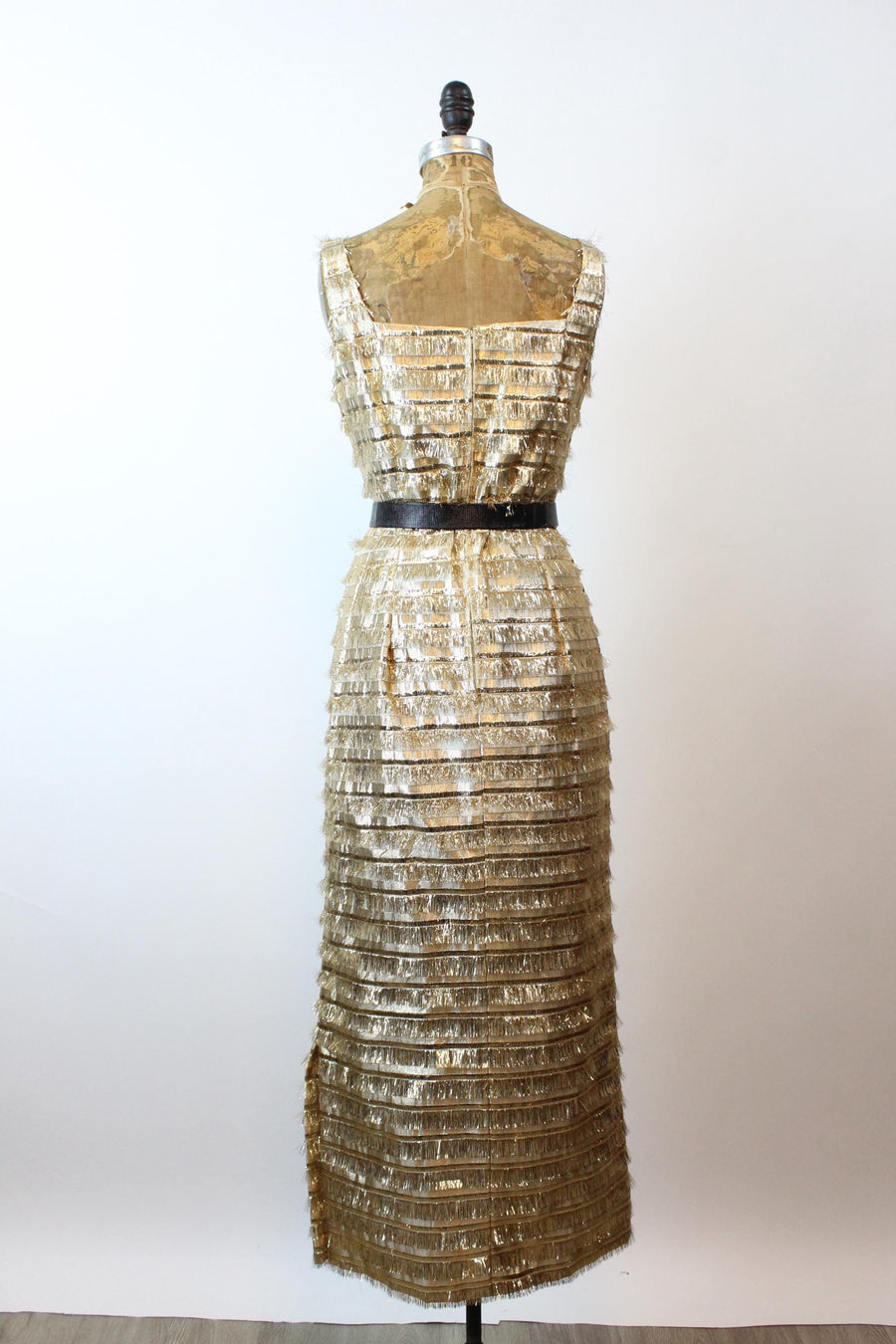 1960s LUREX FRINGE gown dress and top xs small | new fall winter