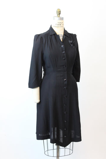1940s SEQUIN pocket RAYON dress large volup | new fall winter