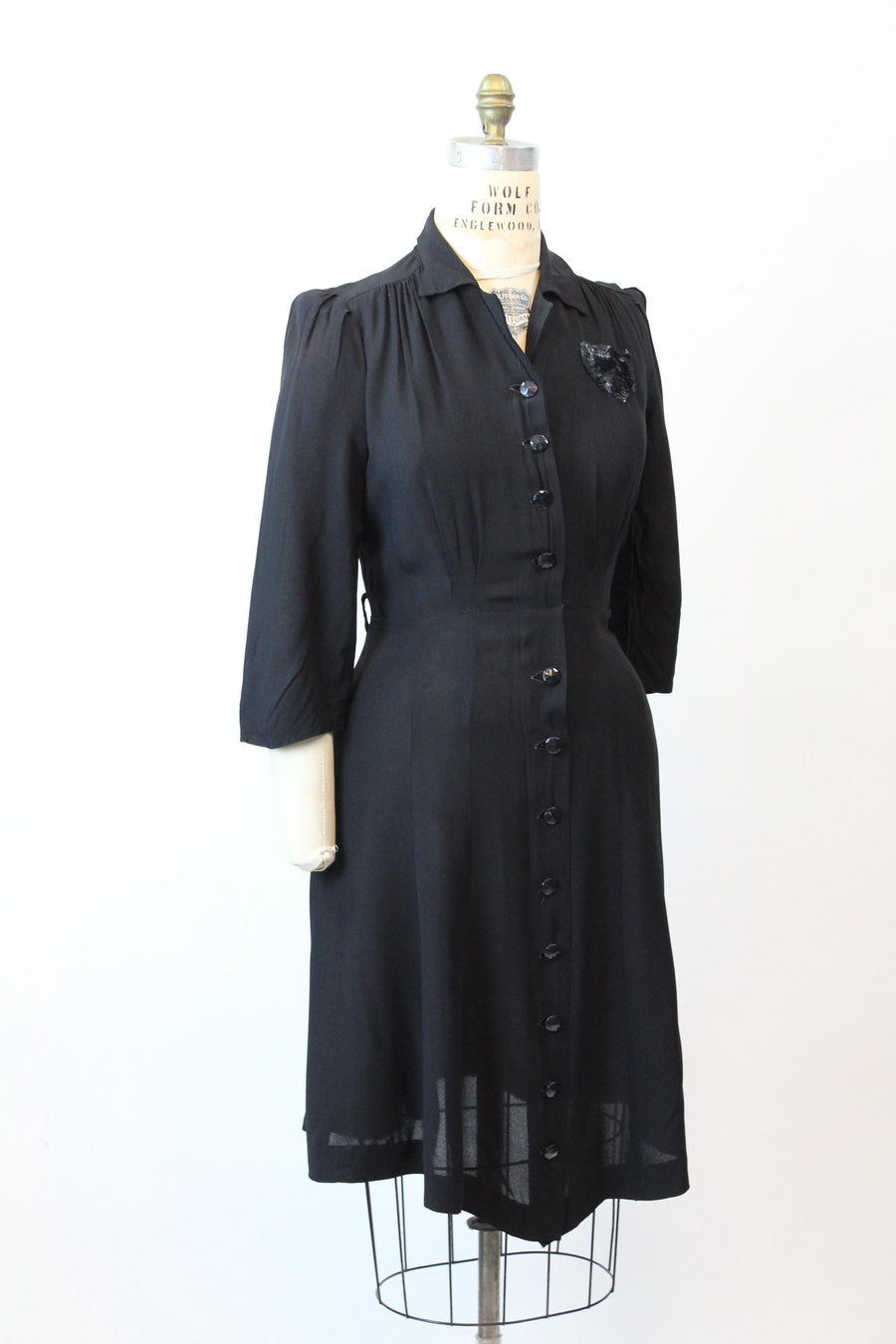1940s SEQUIN pocket RAYON dress large volup | new fall winter