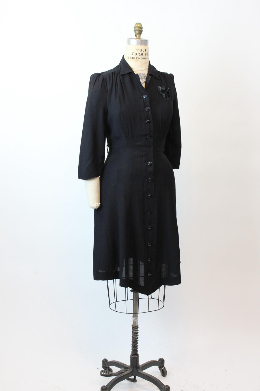 1940s SEQUIN pocket RAYON dress large volup | new fall winter