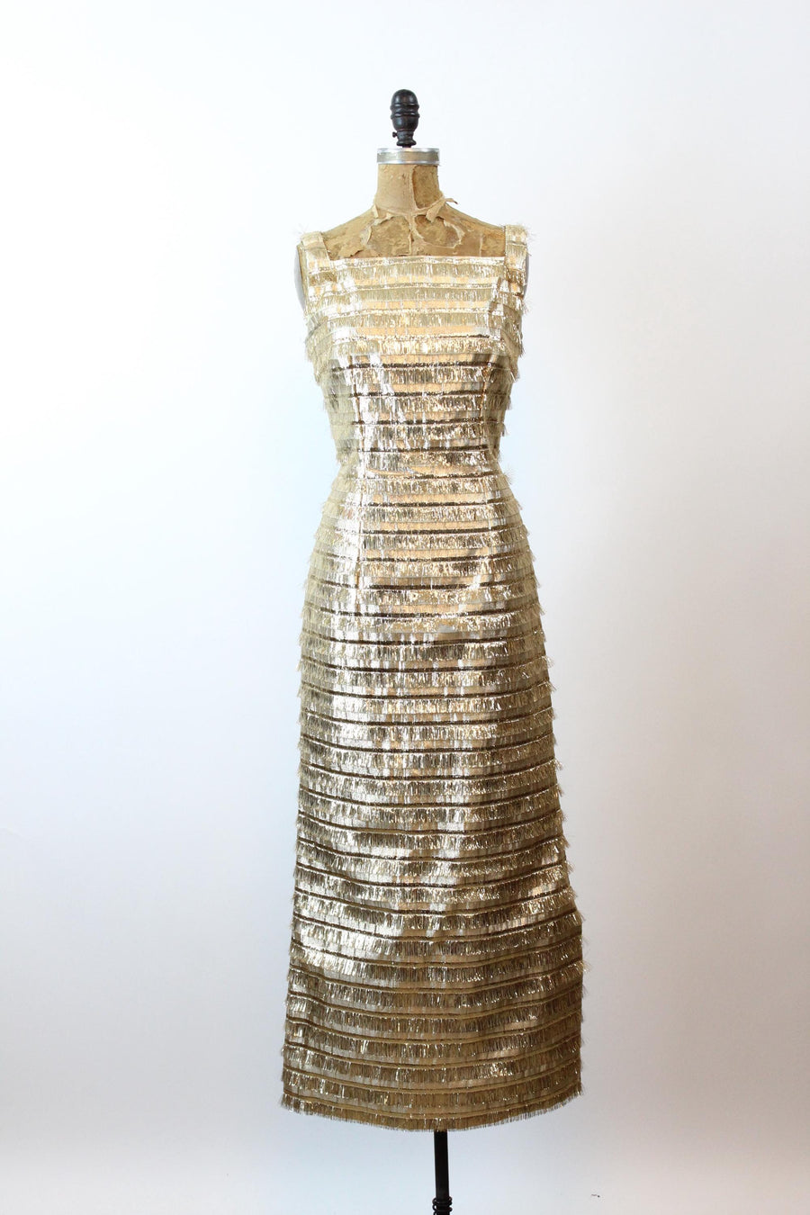 1960s LUREX FRINGE gown dress and top xs small | new fall winter