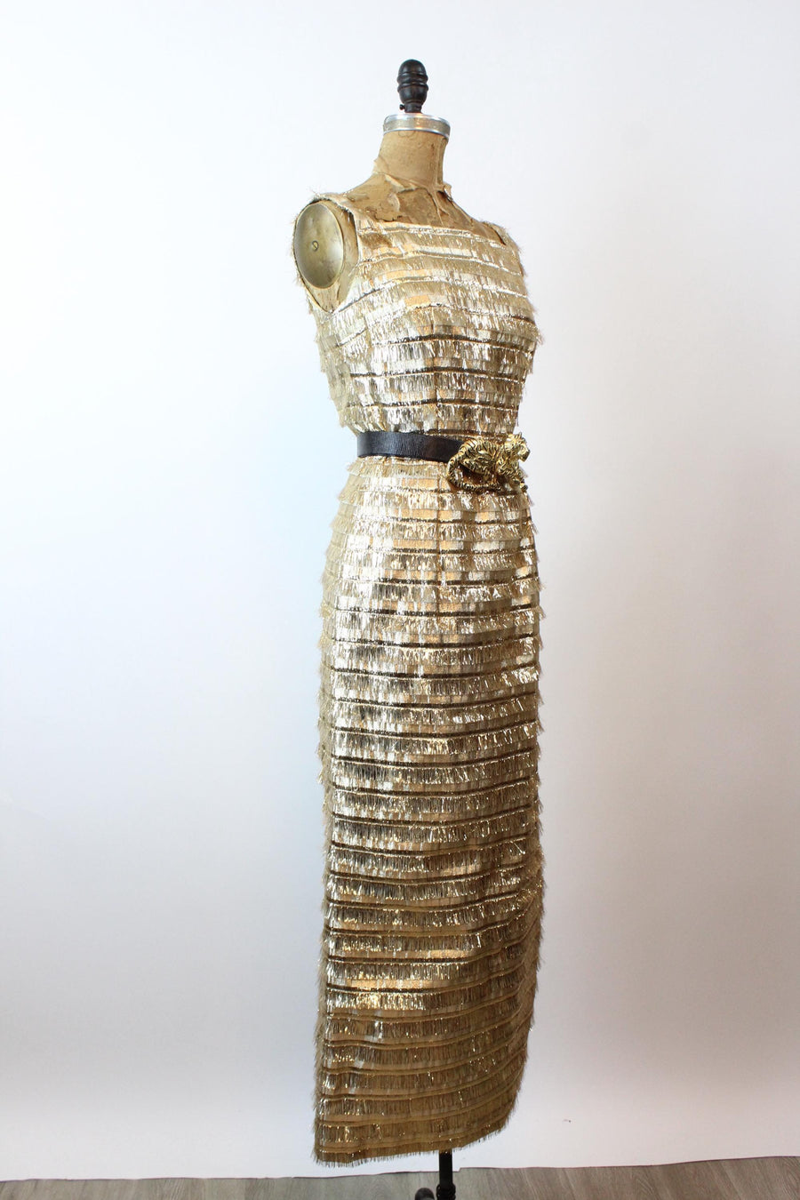 1960s LUREX FRINGE gown dress and top xs small | new fall winter