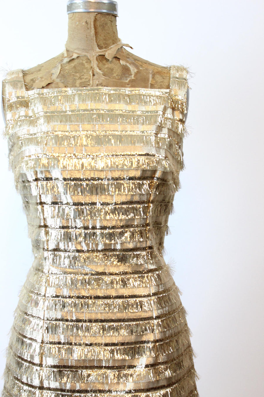 1960s LUREX FRINGE gown dress and top xs small | new fall winter