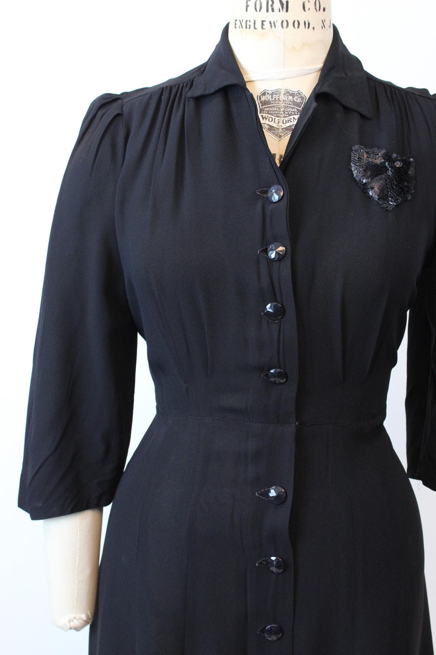 1940s SEQUIN pocket RAYON dress large volup | new fall winter