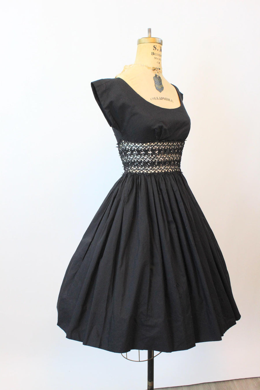 1950s BLACK lace cotton dress xs | new fall winter