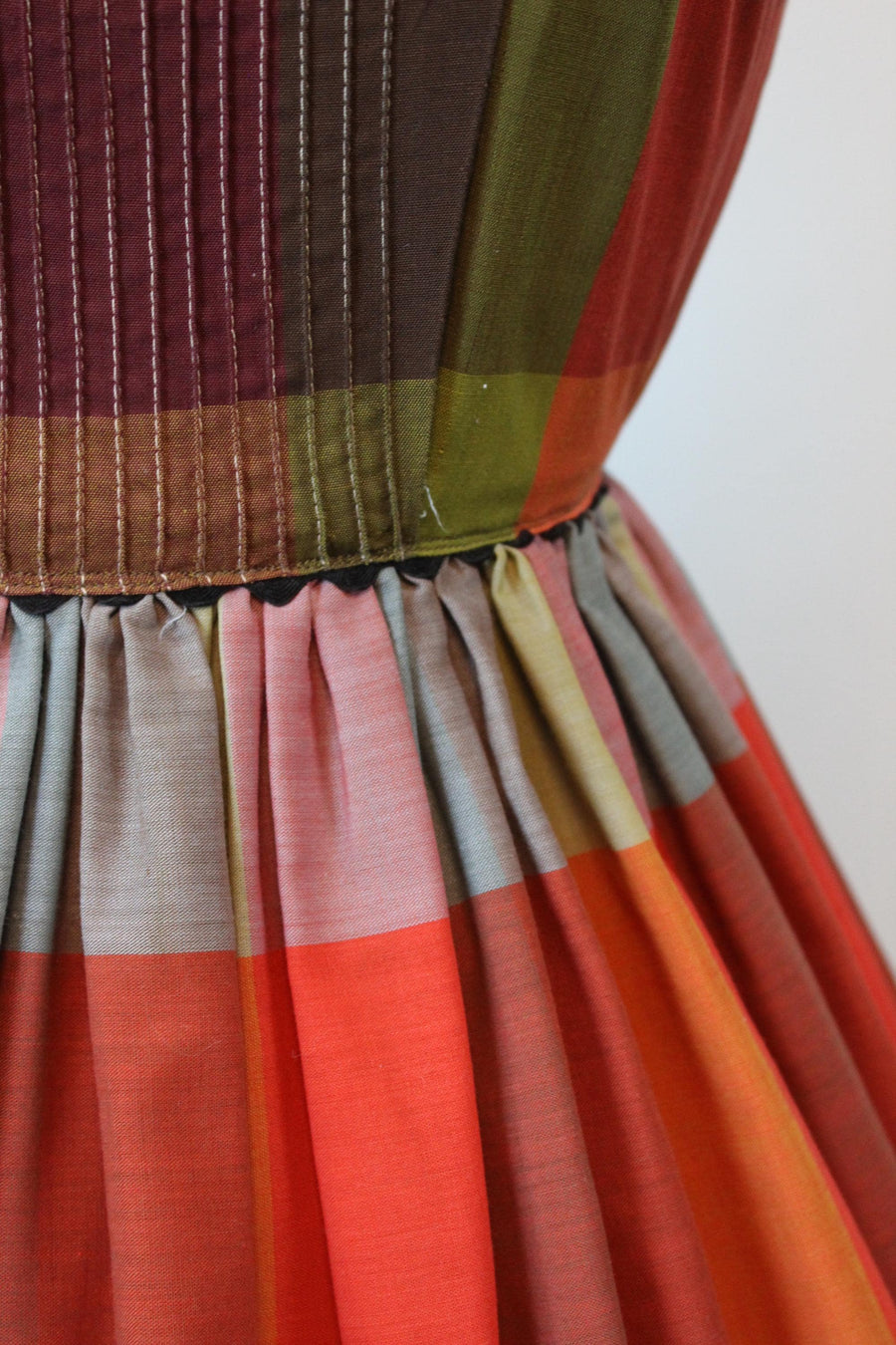 1950s PLAID cotton autumn dress small | new fall winter