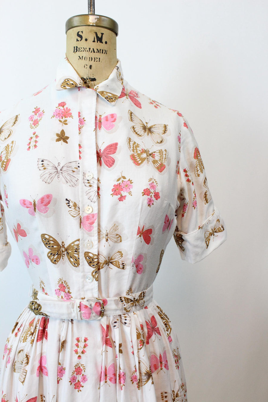 1950s L'AIGLON butterfly cotton dress small | new fall winter