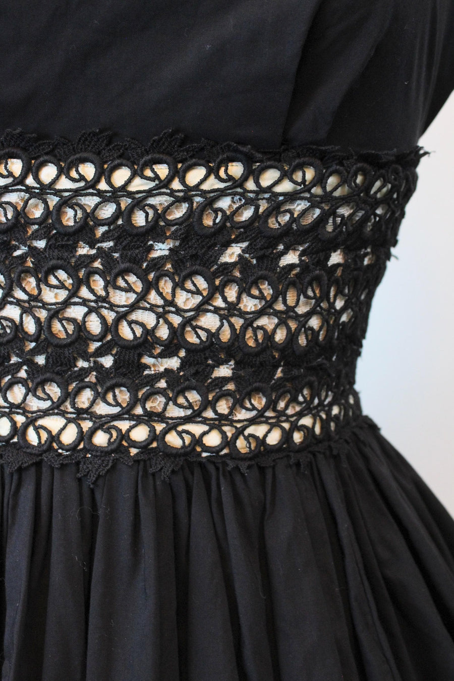 1950s BLACK lace cotton dress xs | new fall winter