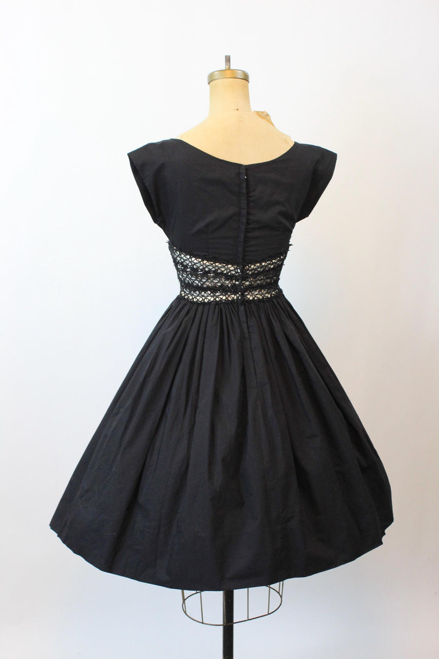 1950s BLACK lace cotton dress xs | new fall winter