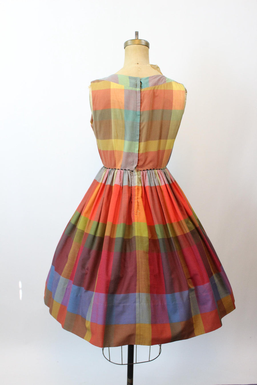 1950s PLAID cotton autumn dress small | new fall winter