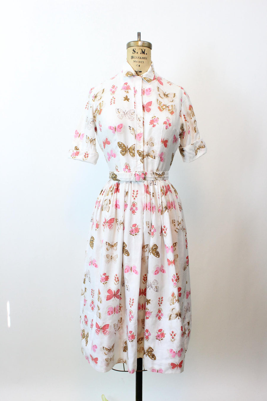 1950s L'AIGLON butterfly cotton dress small | new fall winter