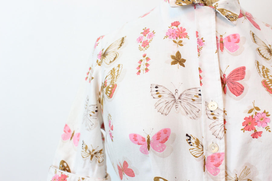 1950s L'AIGLON butterfly cotton dress small | new fall winter