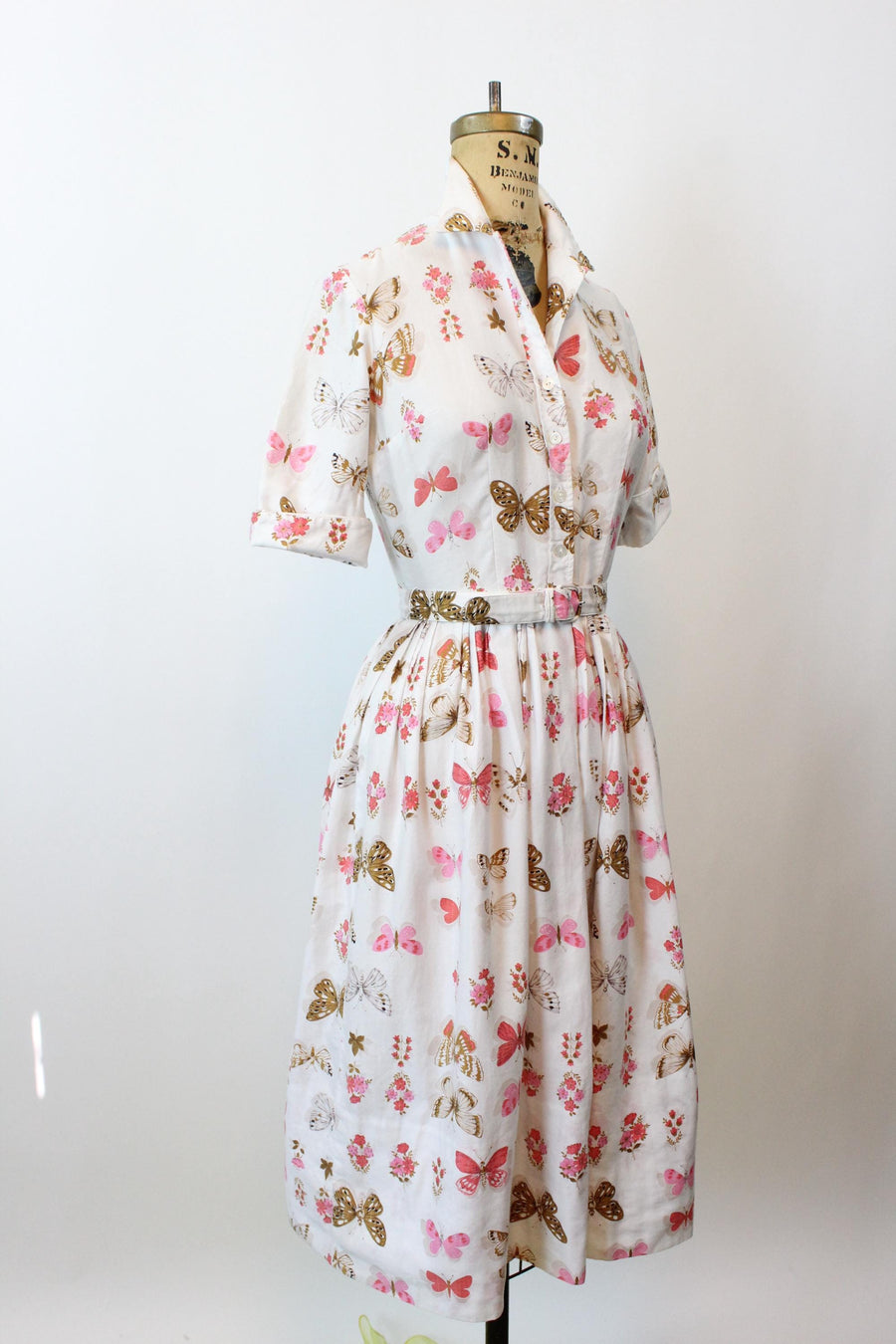 1950s L'AIGLON butterfly cotton dress small | new fall winter