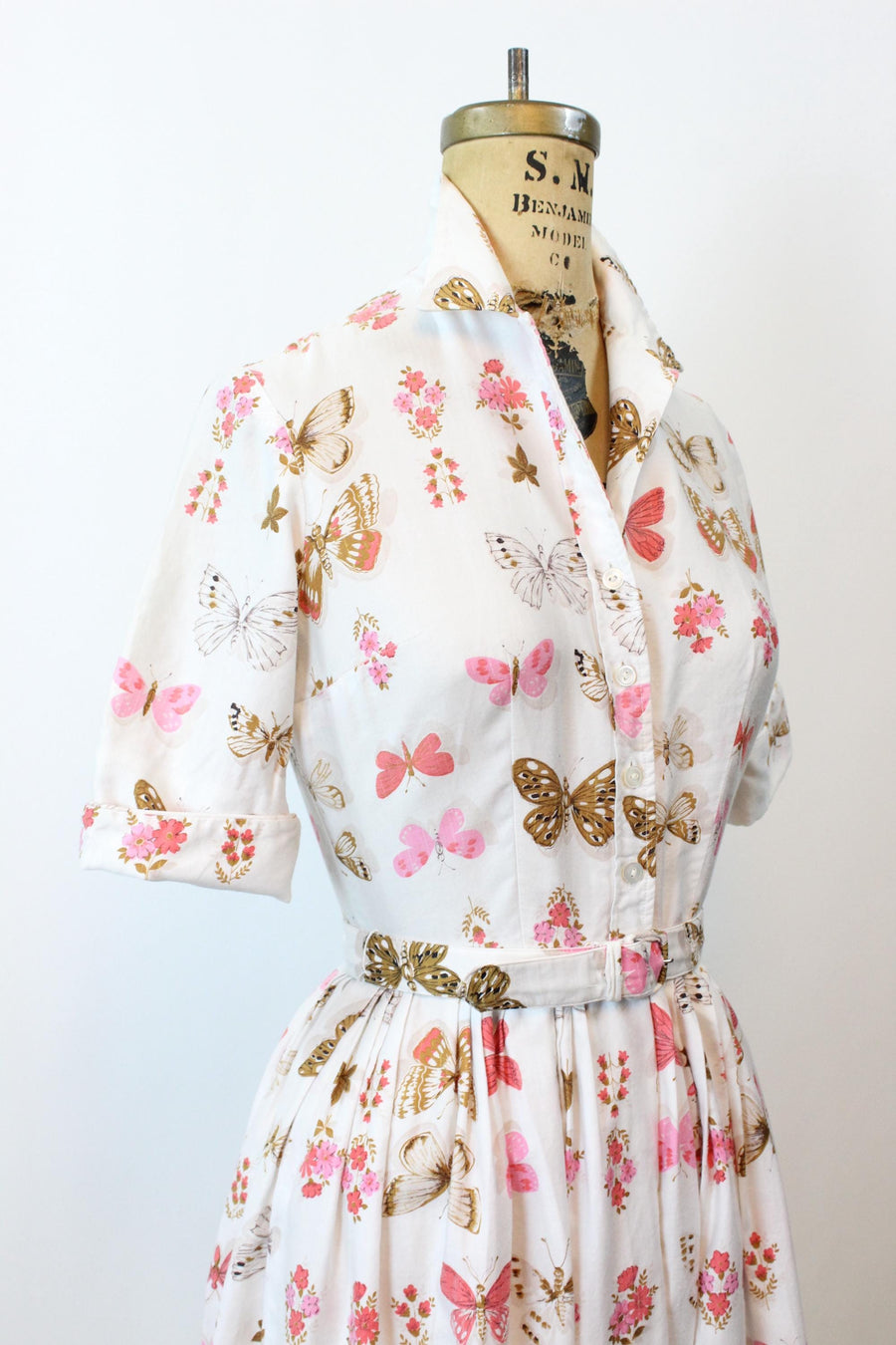 1950s L'AIGLON butterfly cotton dress small | new fall winter