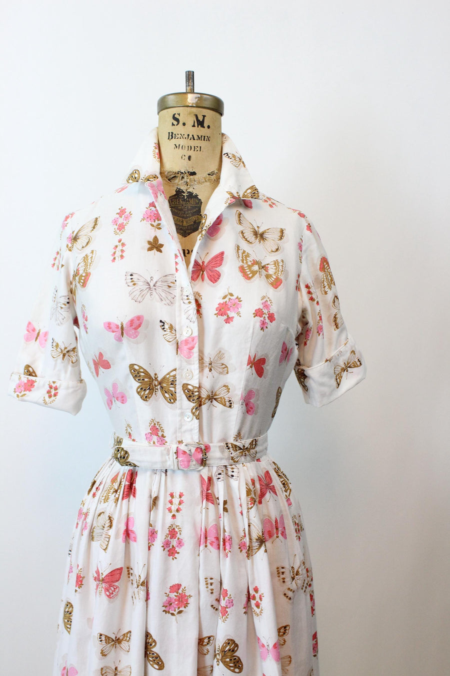 1950s L'AIGLON butterfly cotton dress small | new fall winter