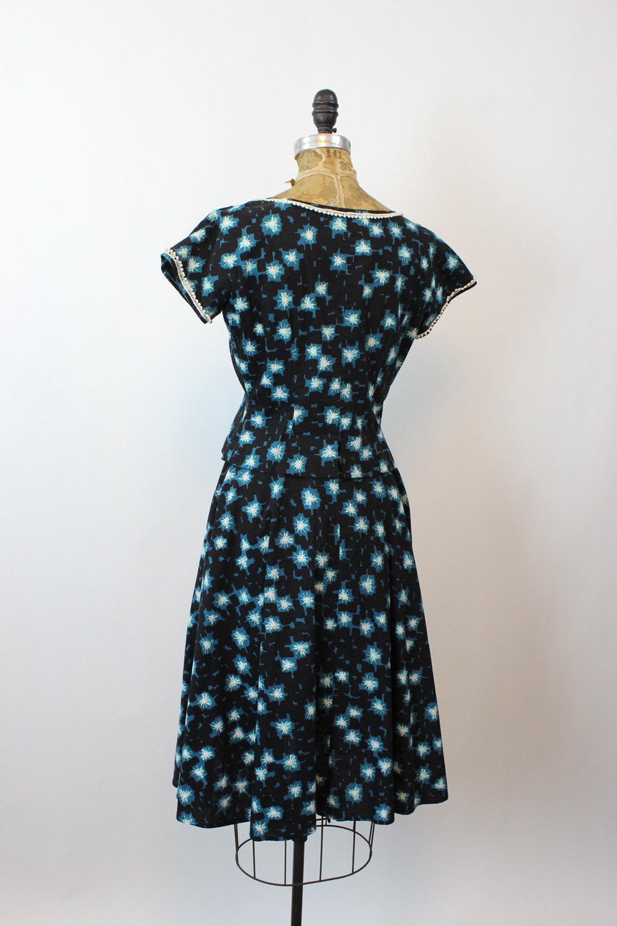 1950s MID CENTURY print top and skirt xs | new spring summer