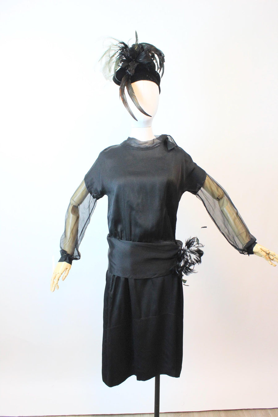 1920s FEATHER silk dress small medium | new fall winter