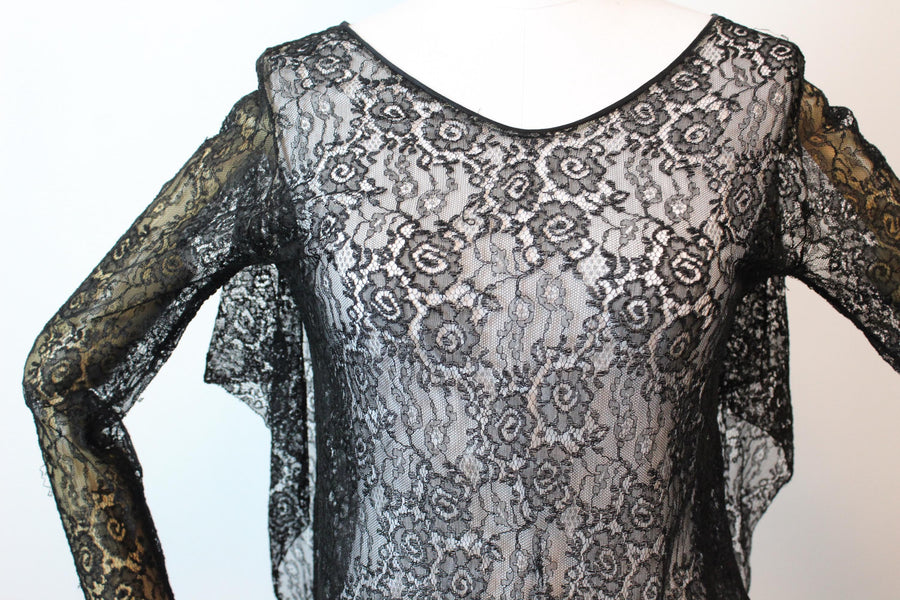 11920s HANDKERCHIEF HEM lace dress small | new fall winter