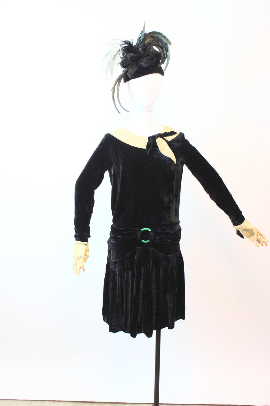 1920s SILK LACE velvet dress small | new fall winter