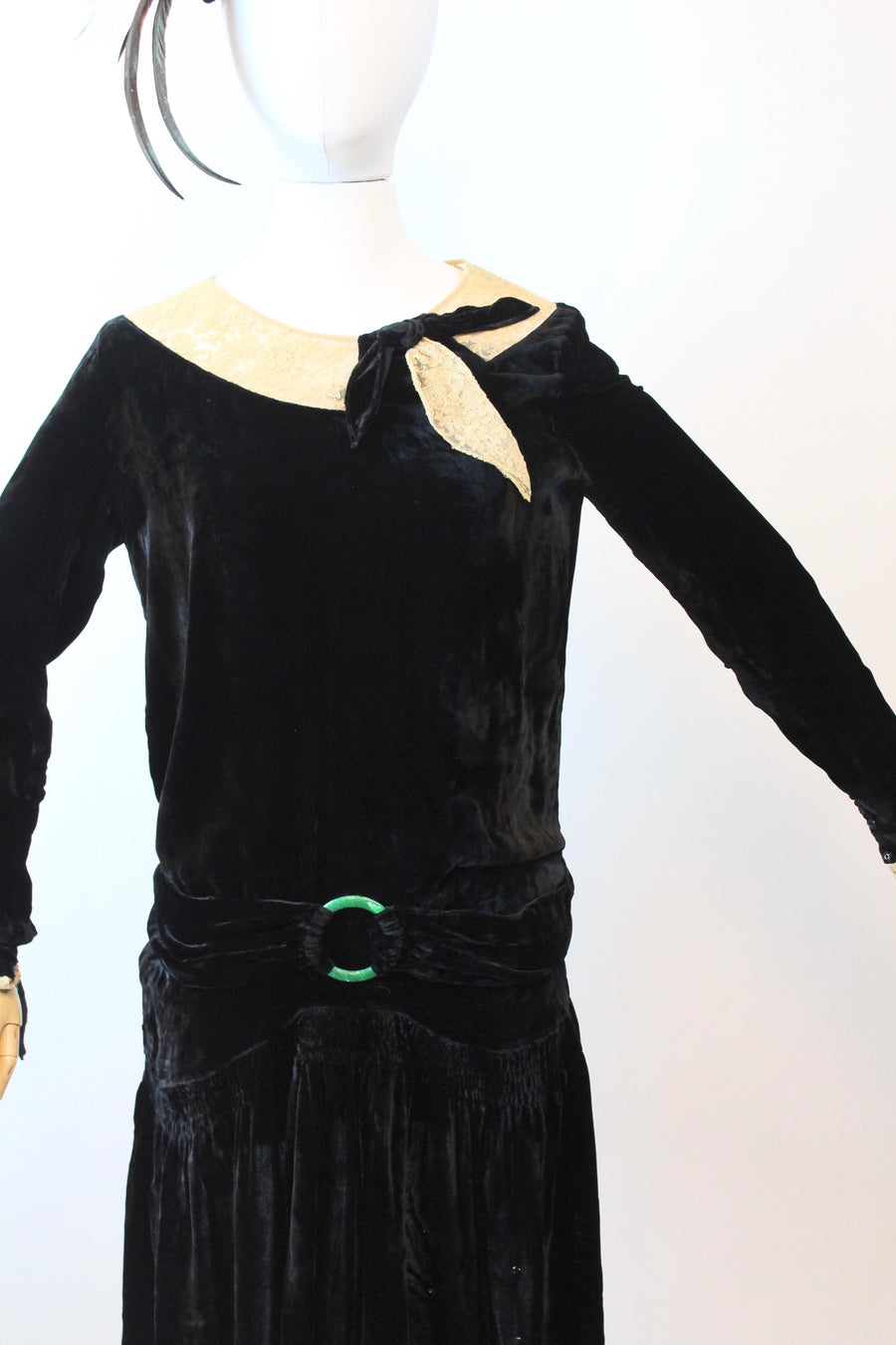 1920s SILK LACE velvet dress small | new fall winter