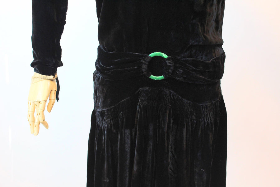 1920s SILK LACE velvet dress small | new fall winter