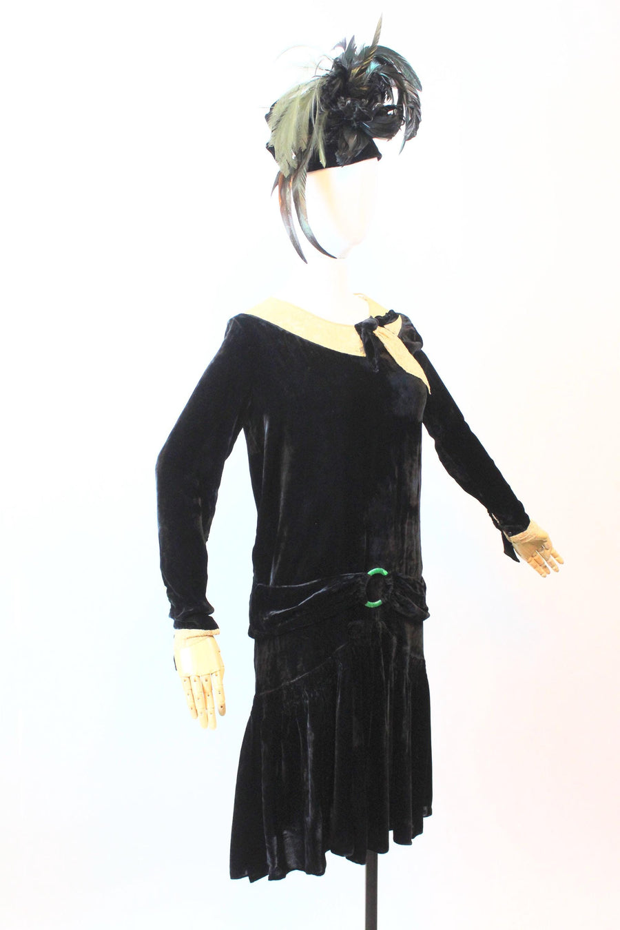 1920s SILK LACE velvet dress small | new fall winter