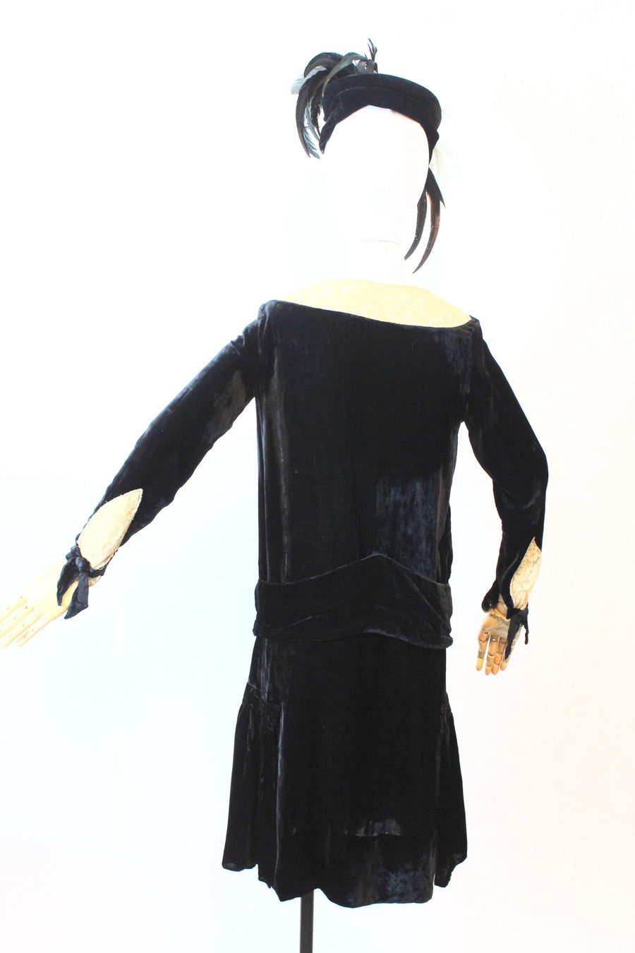 1920s SILK LACE velvet dress small | new fall winter