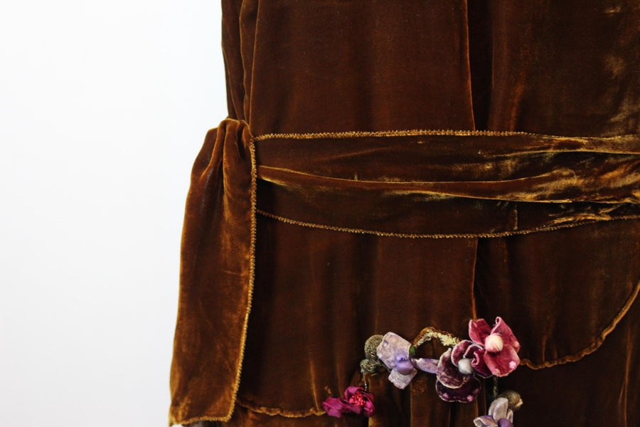 1920s CHOCOLATE brown silk two piece dress large xl | new fall winter