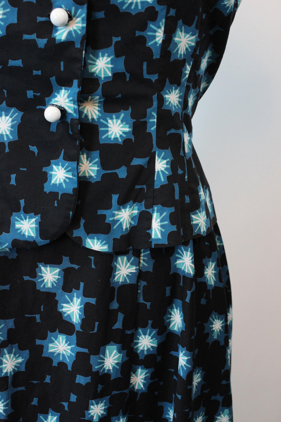 1950s MID CENTURY print top and skirt xs | new spring summer