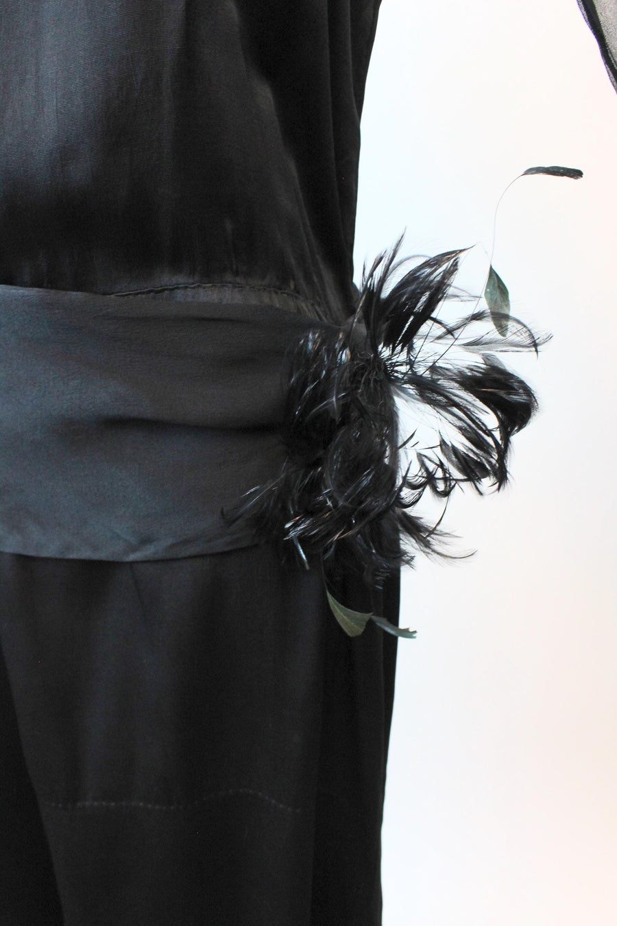 1920s FEATHER silk dress small medium | new fall winter