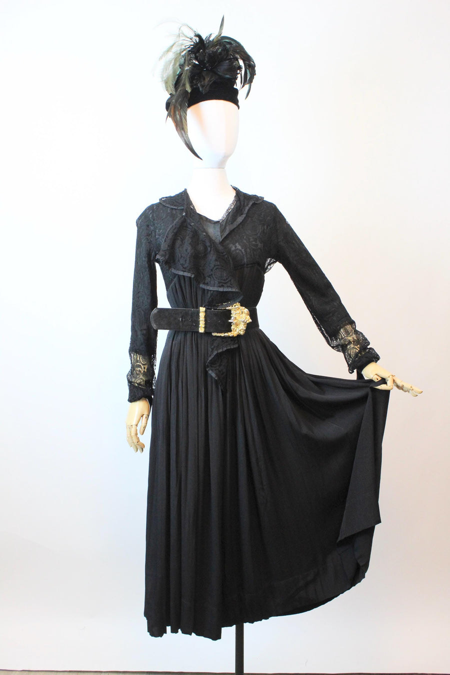 1920s SILK lace TRAPEZE dress small | new fall winter