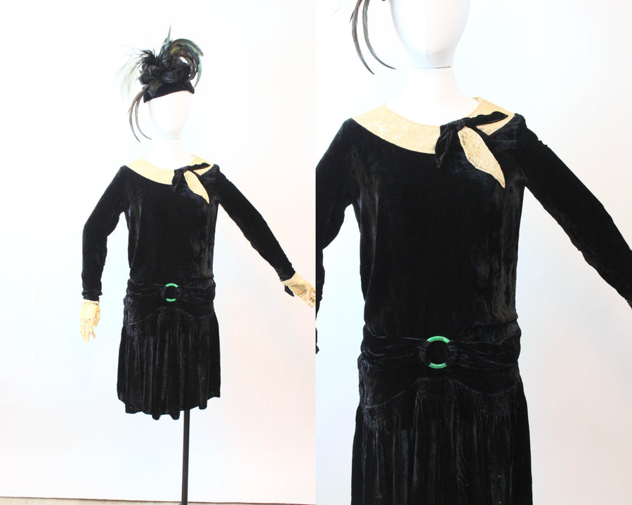 1920s SILK LACE velvet dress small | new fall winter