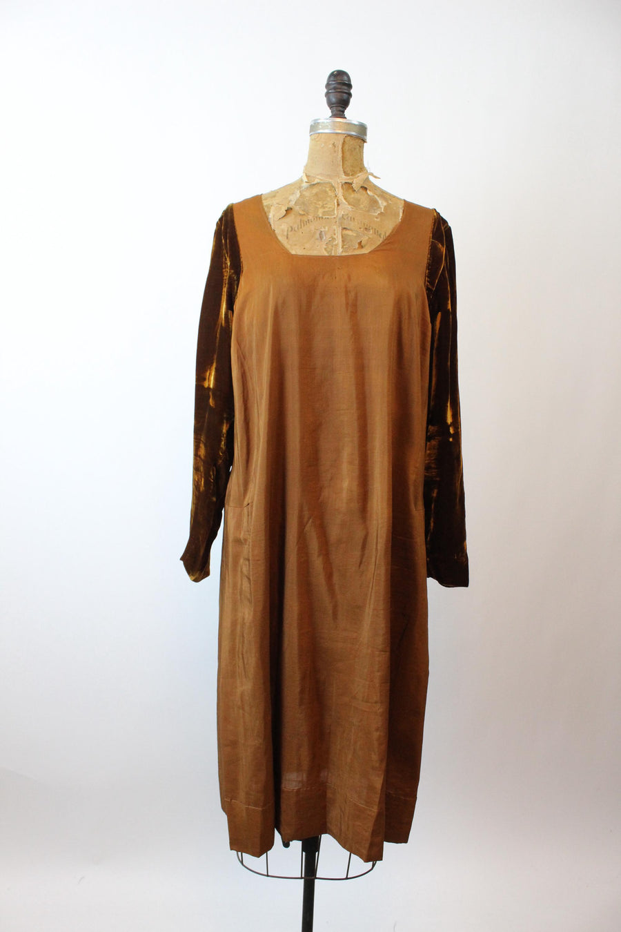 1920s CHOCOLATE brown silk two piece dress large xl | new fall winter