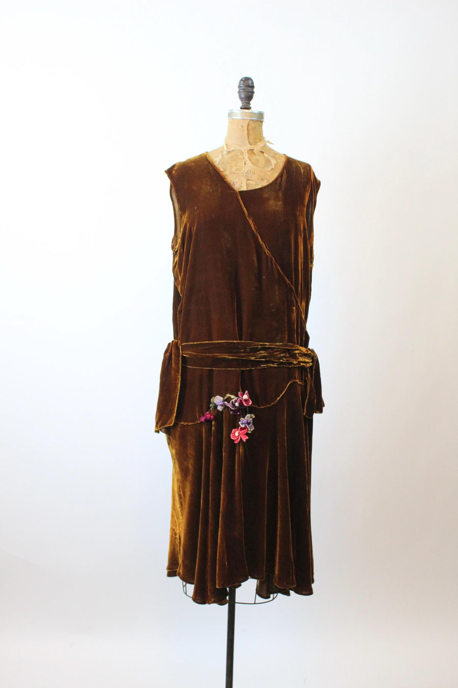 1920s CHOCOLATE brown silk two piece dress large xl | new fall winter